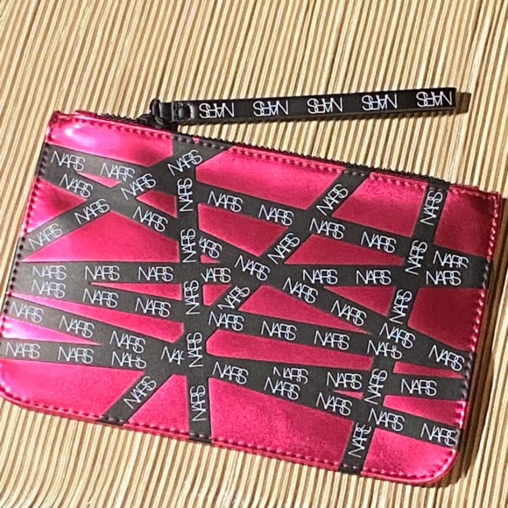 NARS SIGNATURE HOT PINK RIBBON BONDAGE MAKEUP BAG CLUTCH